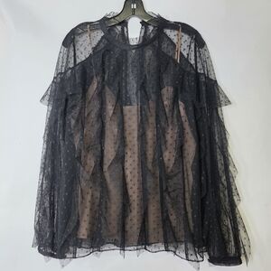 BCBG Maxazria  Leora Tulle long sleeves  top